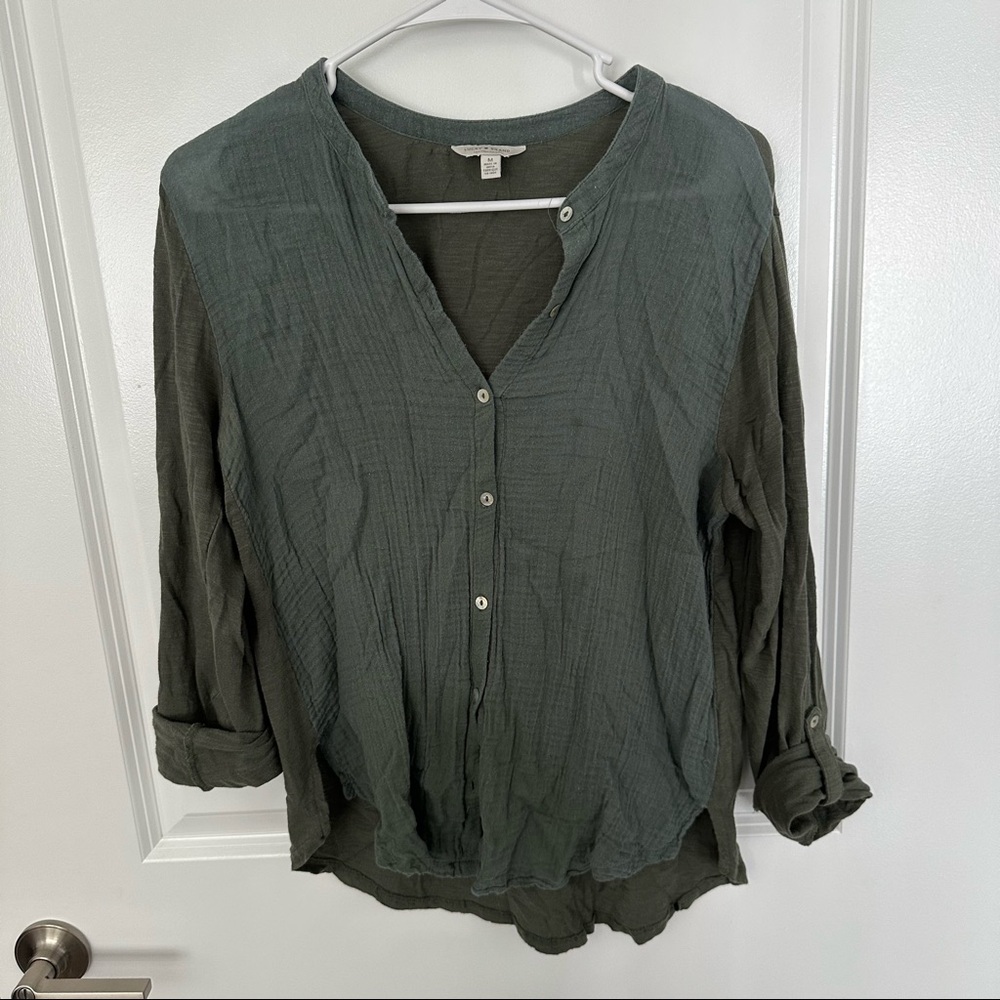 Lucky Brand gauze knit button down